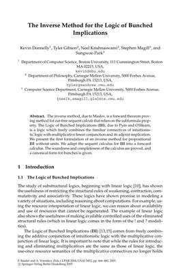 The Inverse Method for the Logic of Bunched Implications