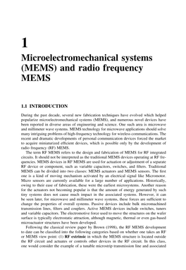 Microelectromechanical Systems (MEMS) and Radio Frequency MEMS