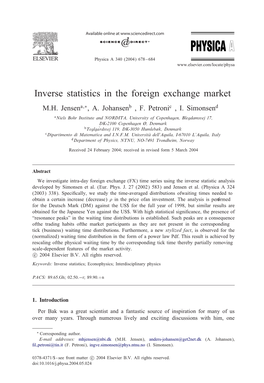 Inverse Statistics in the Foreign Exchange Market M.H