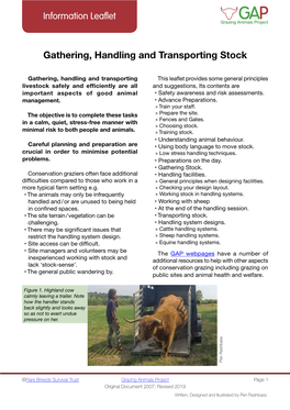 Information Leaflet Gathering, Handling and Transporting Stock