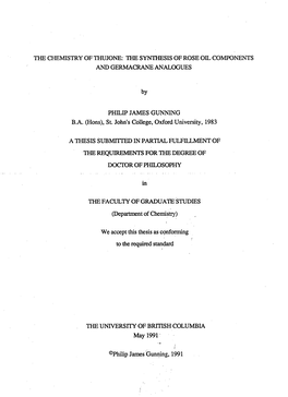 The Chemistry of Thujone: the Synthesis of Rose Oil Components and Germacrane Analogues