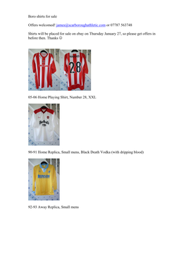Boro Shirts for Sale Offers Welcomed!