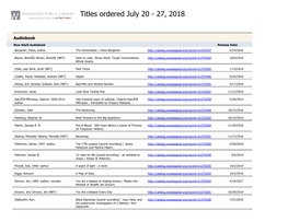 Titles Ordered July 20 - 27, 2018