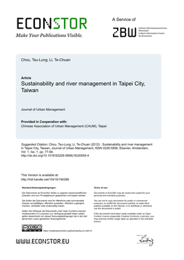 Sustainability and River Management in Taipei City, Taiwan