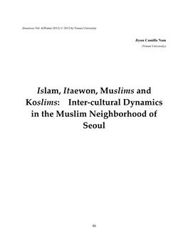 [PDF] Islam, Itaewon, Muslims and Koslims: Inter-Cultural Dynamics In