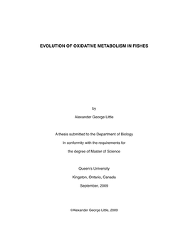 Evolution of Oxidative Metabolism in Fishes