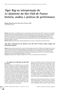 Le Quintette Du Hot Club De France: História, Análise E Práticas De Performance