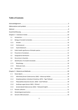 Table of Contents