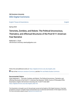 Terrorists, Zombies, and Robots: the Political Unconscious, Thematics, and Affectual Structures of the Post-9/11 American Fear Narrative