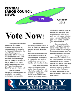 CENTRAL LABOR COUNCIL NEWS IOWA October 2012