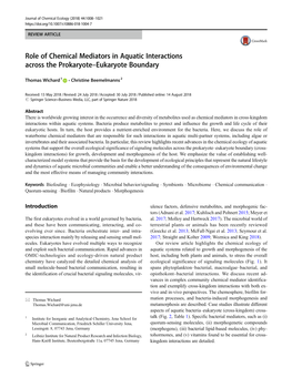 Role of Chemical Mediators in Aquatic Interactions Across the Prokaryote–Eukaryote Boundary