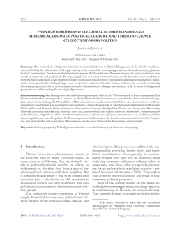 Phantom Borders and Electoral Behavior in Poland Historical Legacies, Political Culture and Their Influence on Contemporary Politics