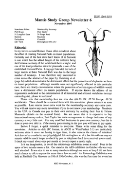 Mantis Study Group Newsletter, 6 (November 1997)