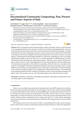 Decentralized Community Composting: Past, Present and Future Aspects of Italy