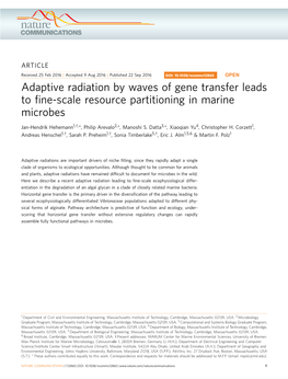 Adaptive Radiation by Waves of Gene Transfer Leads to Fine-Scale Resource Partitioning in Marine Microbes