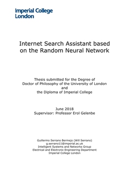 Internet Search Assistant Based on the Random Neural Network