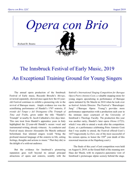 Innsbruck Festival of Early Music 2019