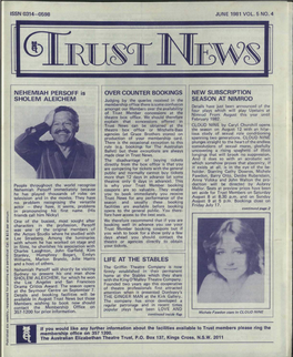 Trust News Can Be Obtained at the CLOUD NINE by Caryl Churchill Opens Theatre Box Office Or Mitchells-Bass the Season on August 12 with an Hilar­ Agencies (At Grace