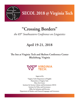 “Crossing Borders” SECOL 2018 @ Virginia Tech