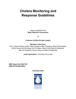 Cholera Monitoring and Response Guidelines