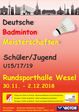 Rundsporthalle Wesel Deutsche Badminton Meisterschaften Schüler