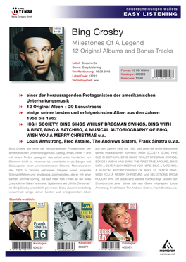 Bing Crosby Milestones of a Legend 12 Original Albums and Bonus Tracks Bing Label: Documents