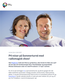 P4 Reiser På Sommerturné Med Radiomagisk Show!