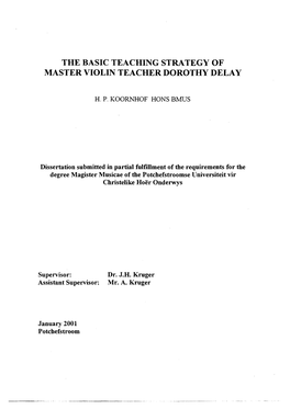 The Basic Teaching Strategy of Master Violin Teacher Dorothy Delay