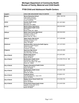 Michigan Department of Community Health Bureau of Family, Maternal and Child Health