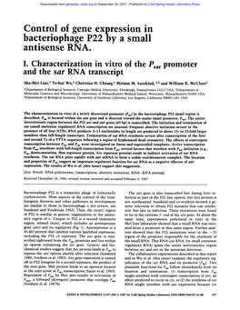 Control of Gene Expression in Bacteriophage P22 by a Small Antisense RNA