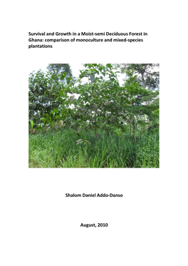 Survival and Growth in a Moist-Semi Deciduous Forest in Ghana: Comparison of Monoculture and Mixed-Species Plantations