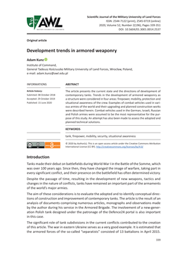 Development Trends in Armored Weaponry