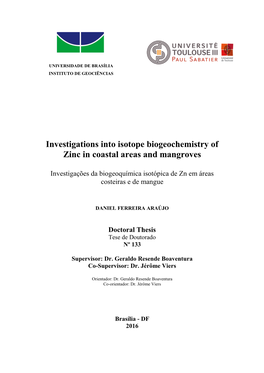 Investigations Into Isotope Biogeochemistry of Zinc in Coastal Areas and Mangroves