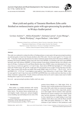 Meat Yield and Quality of Tanzania Shorthorn Zebu Cattle Finished On