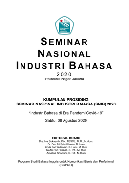 Seminar Nasional Industri Bahasa (Snib) 2020