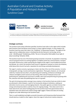 Australian Cultural and Creative Activity: a Population and Hotspot Analysis Sunshine Coast