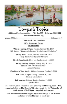 Towpath Topics Middlesex Canal Association P.O