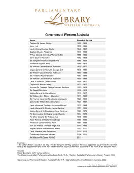 Governors of Western Australia