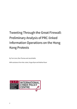 Preliminary Analysis of PRC-Linked Information Operations on the Hong Kong Protests