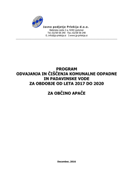 Program Odvajanja in Čiščenja Komunalne in Padavinske Odpadne