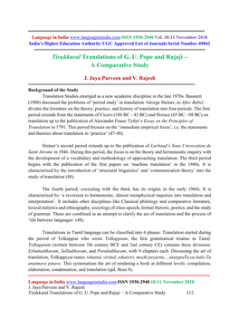 Tirukkural Translations of G. U. Pope and Rajaji – a Comparative Study