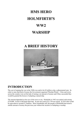 Hms Hero Holmfirth's Ww2 Warship A