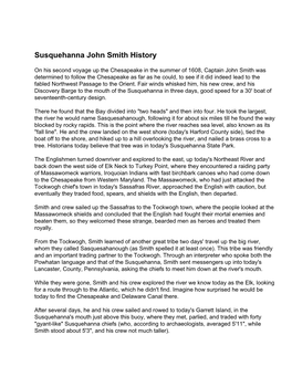 Susquehanna John Smith History