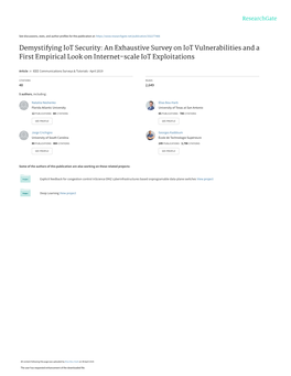 Demystifying Iot Security: an Exhaustive Survey on Iot Vulnerabilities and a First Empirical Look on Internet-Scale Iot Exploitations