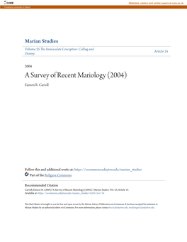 A Survey of Recent Mariology (2004) Eamon R