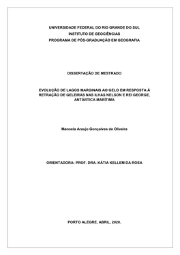 Universidade Federal Do Rio Grande Do Sul Instituto De Geociências Programa De Pós-Graduação Em Geografia