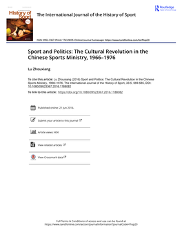 Sport and Politics: the Cultural Revolution in the Chinese Sports Ministry, 1966–1976