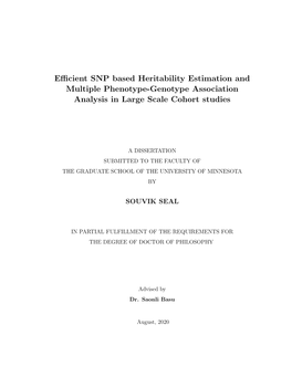 Efficient SNP Based Heritability Estimation and Multiple Phenotype