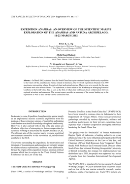 Expedition Anambas: an Overview of the Scientific Marine Exploration of the Anambas and Natuna Archipelago, 11-22 March 2002