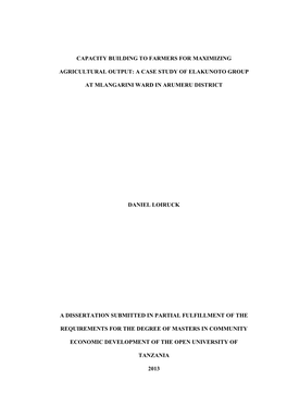 Capacity Building to Farmers for Maximizing Agricultural Output; a Case Study of Elakunoto